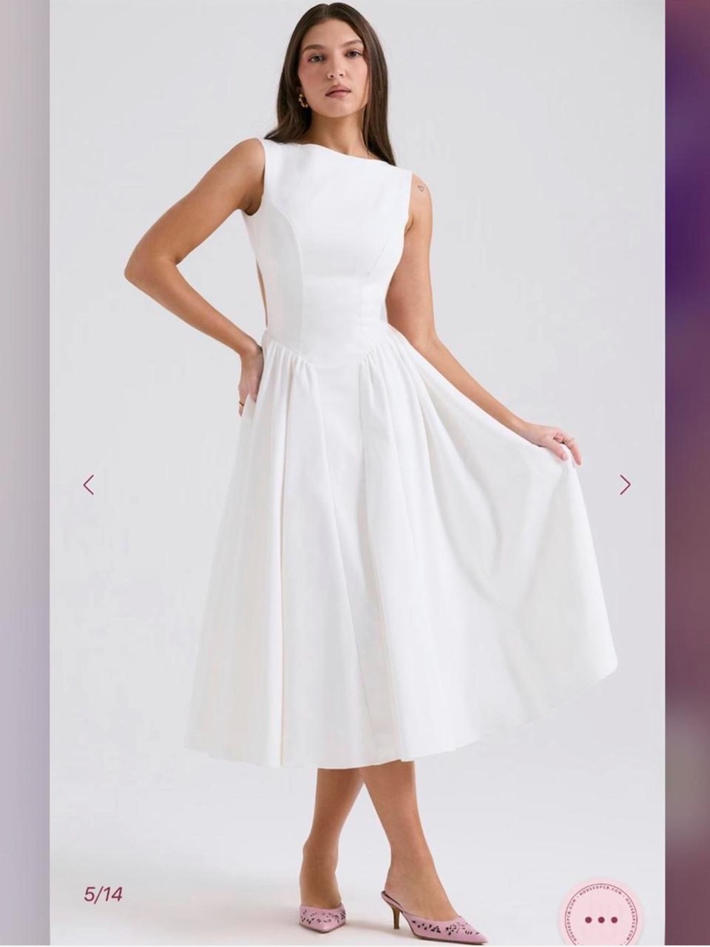 HOUSE OF CB Cindy White Twill Midi Sundress NWOT